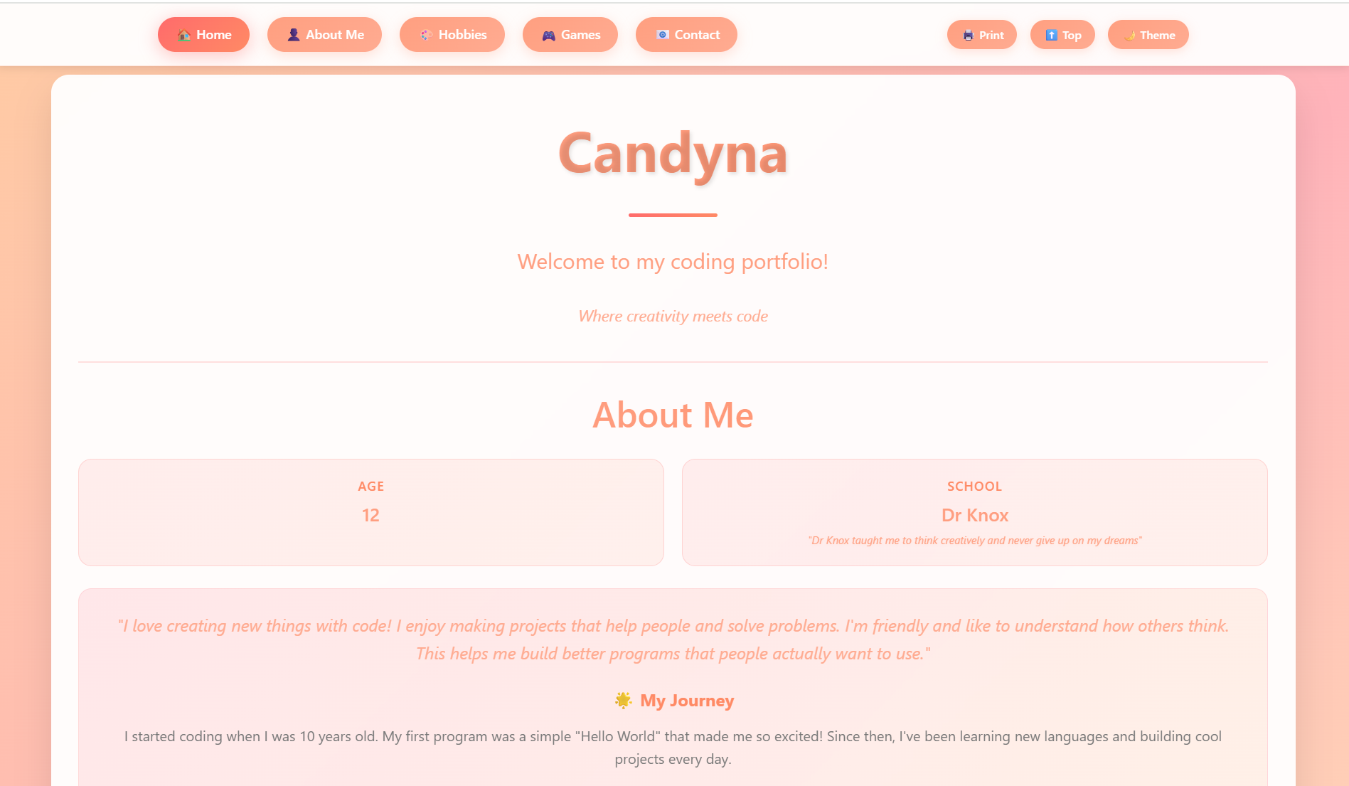 Personal Portfolio Website Screenshot